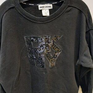 DKNY Logo Embellished Black Top